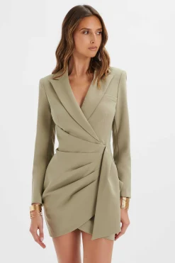 Lucy Wrap Blazer Mini Dress In Sage Green<Lavish Alice Outlet