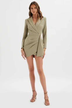 Lucy Wrap Blazer Mini Dress In Sage Green<Lavish Alice Outlet