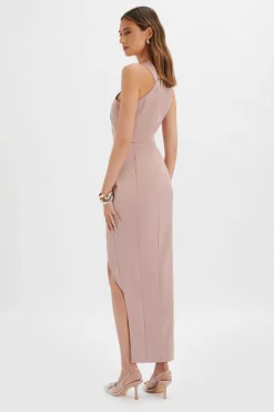 Madeline Satin Cross Front Wrap Maxi Dress In Dusty Purple<Lavish Alice Clearance