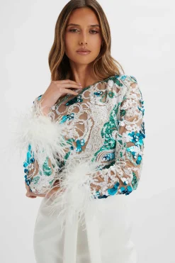 Medina Embellished Feather Cuff Mini Dress In White<Lavish Alice Cheap
