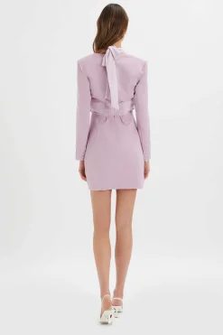 Mia Satin Mix Halterneck Blazer Dress In Lilac<Lavish Alice Outlet