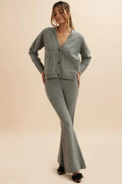 Nella Knitted Cashmere Blend Relaxed Cardigan In Grey<Lavish Alice New
