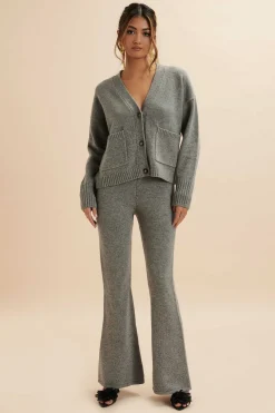 Nella Knitted Cashmere Blend Relaxed Cardigan In Grey<Lavish Alice New