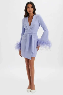 Nikola Feather Cuff Blazer Dress In Cornflower Blue<Lavish Alice Hot