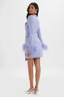 Nikola Feather Cuff Blazer Dress In Cornflower Blue<Lavish Alice Hot
