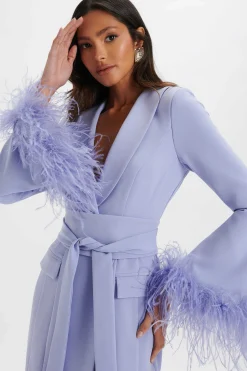 Nikola Feather Cuff Blazer Dress In Cornflower Blue<Lavish Alice Hot