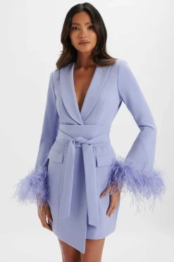 Nikola Feather Cuff Blazer Dress In Cornflower Blue<Lavish Alice Hot