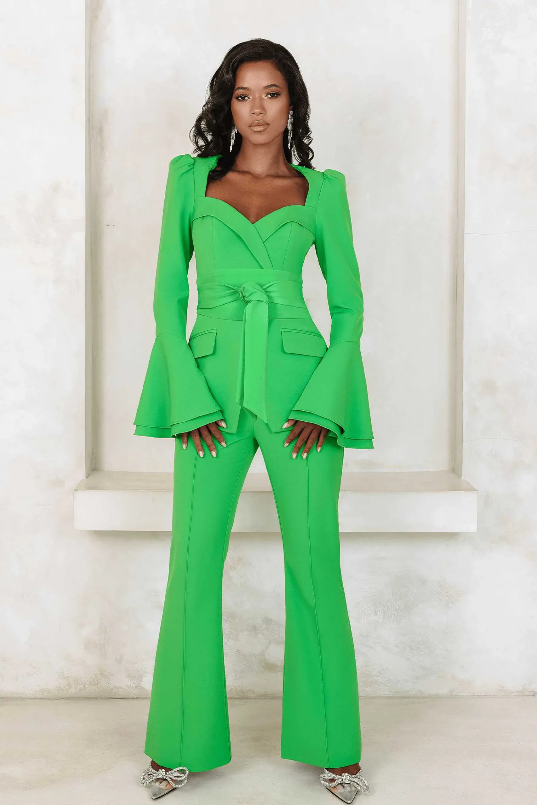 Raquel Fit And Flare Trouser In Apple Green<Lavish Alice Cheap
