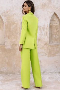 Raven Tailored Straight Leg Trousers In Chartreuse<Lavish Alice New
