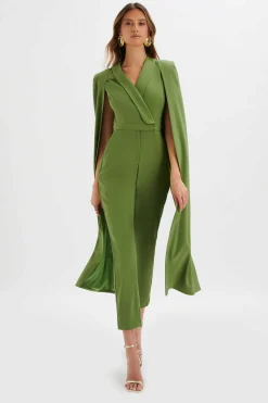 Rayna Cape Style Tailored Jumpsuit In Green<Lavish Alice Clearance