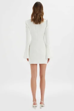 Rebeccah Flared Sleeve Blazer Mini Dress In White<Lavish Alice Outlet