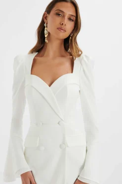 Rebeccah Flared Sleeve Blazer Mini Dress In White<Lavish Alice Outlet