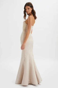 Renata Bonded Satin Corset Maxi Dress In Champagne<Lavish Alice Store