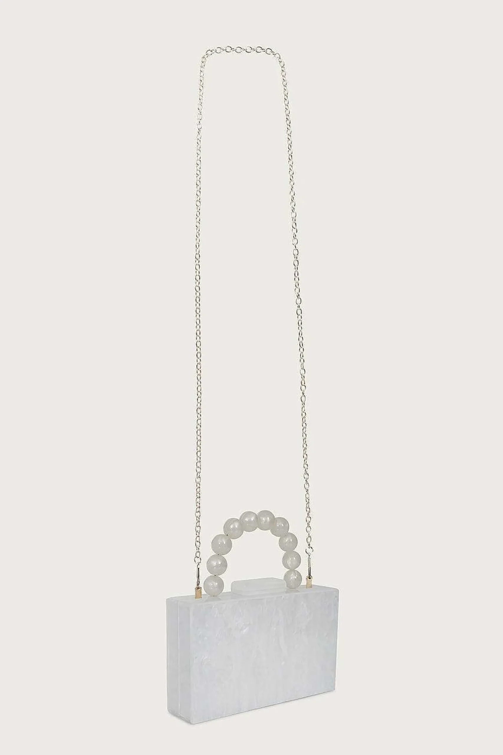 Reya Bead Handle Marbled Box Clutch Bag In White<Lavish Alice Fashion