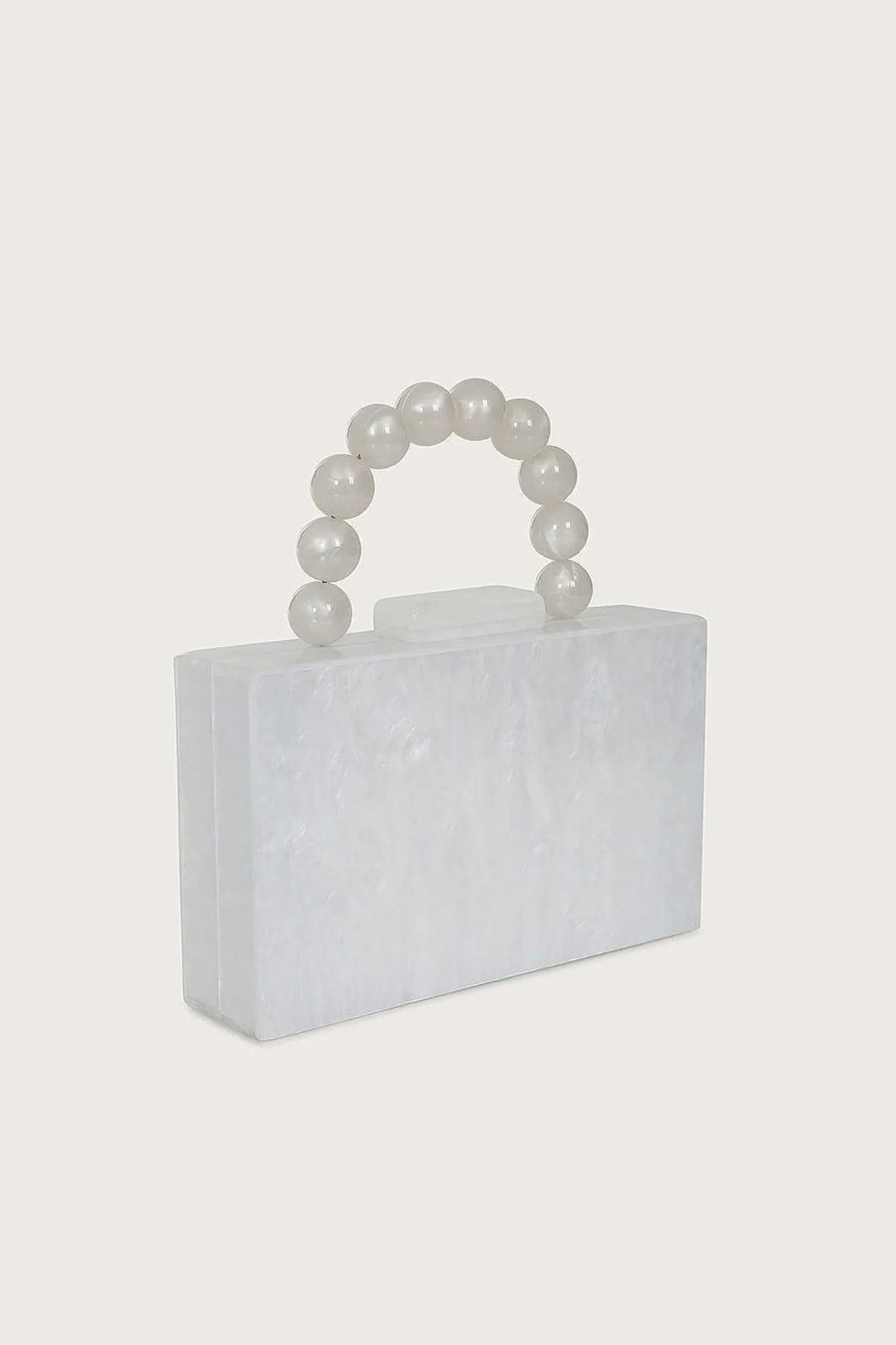 Reya Bead Handle Marbled Box Clutch Bag In White<Lavish Alice Fashion