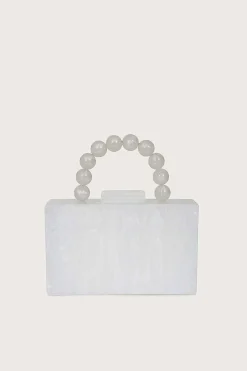 Reya Bead Handle Marbled Box Clutch Bag In White<Lavish Alice Fashion