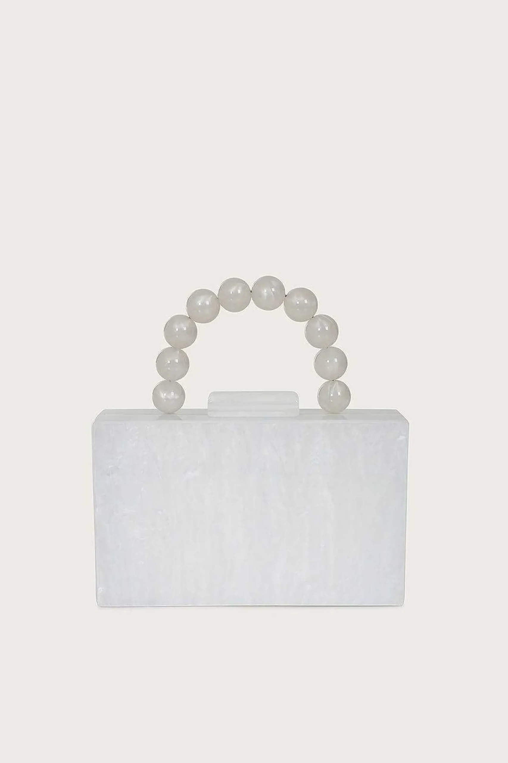 Reya Bead Handle Marbled Box Clutch Bag In White<Lavish Alice Fashion