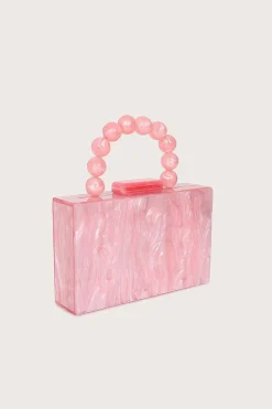Reya Bead Handle Marbled Box Clutch Bag In Pink<Lavish Alice Flash Sale