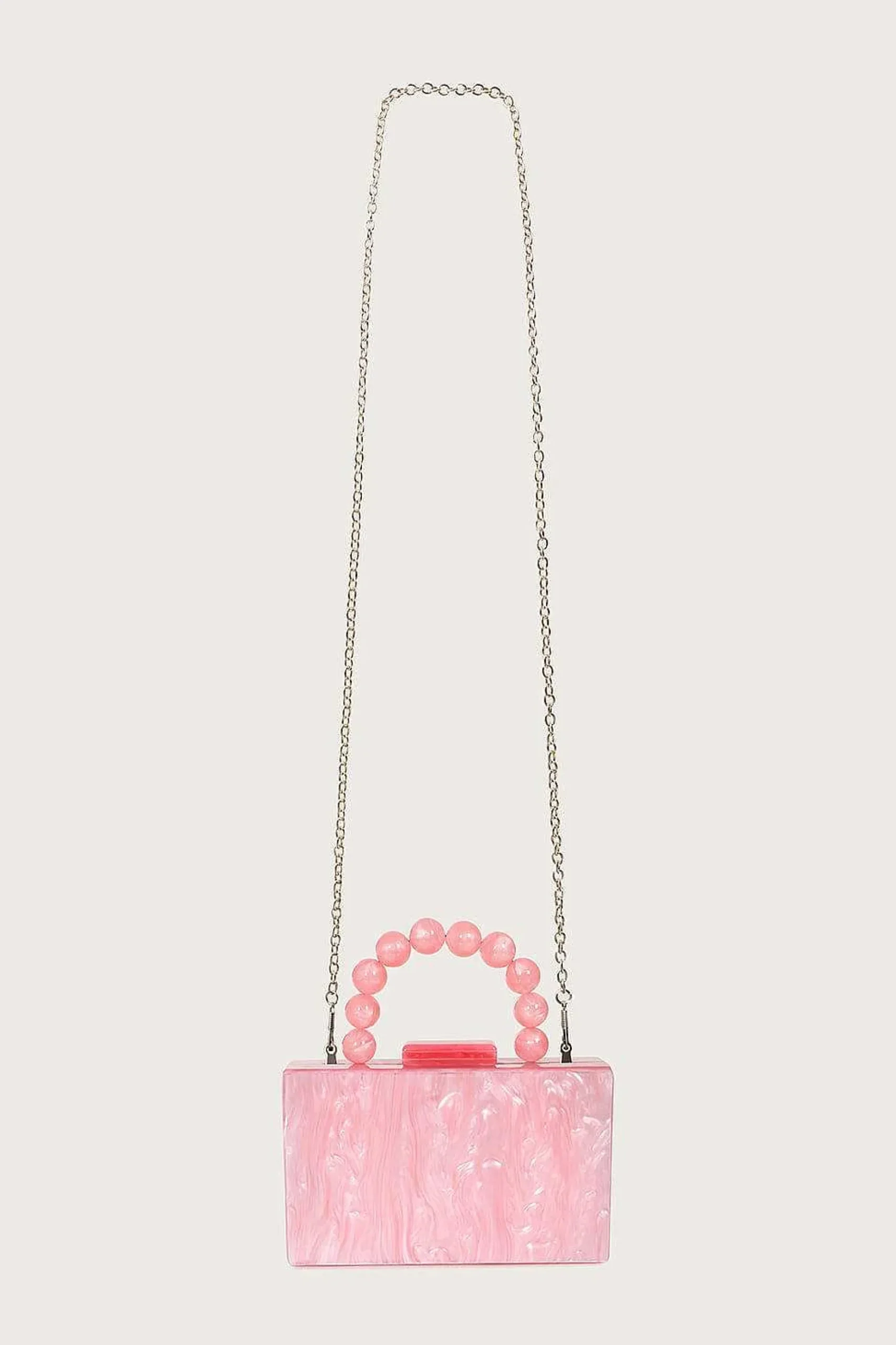 Reya Bead Handle Marbled Box Clutch Bag In Pink<Lavish Alice Flash Sale