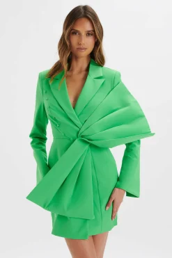Rosalie Bow Detail Mini Blazer Dress In Green<Lavish Alice Flash Sale