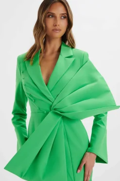 Rosalie Bow Detail Mini Blazer Dress In Green<Lavish Alice Flash Sale
