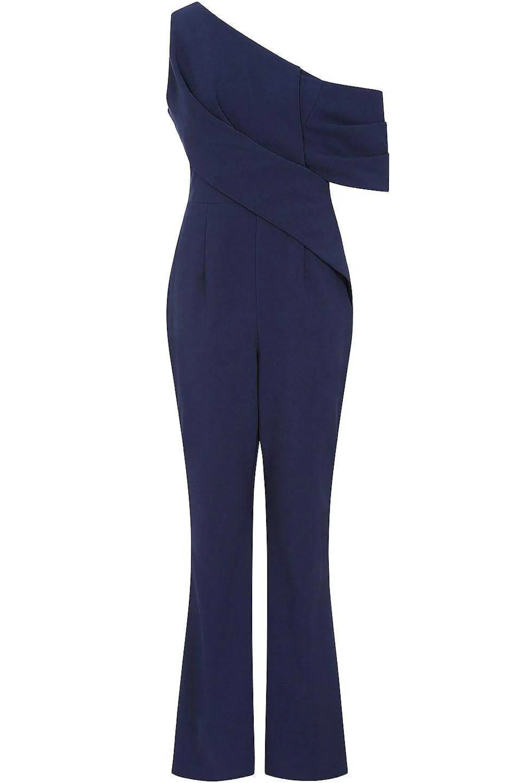 Rylie One Shoulder Pleat Detail Jumpsuit In Navy<Lavish Alice Fashion