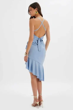 Sawyer Cross Back Cowl Neck Midi Dress In Cornflower Blue<Lavish Alice Sale