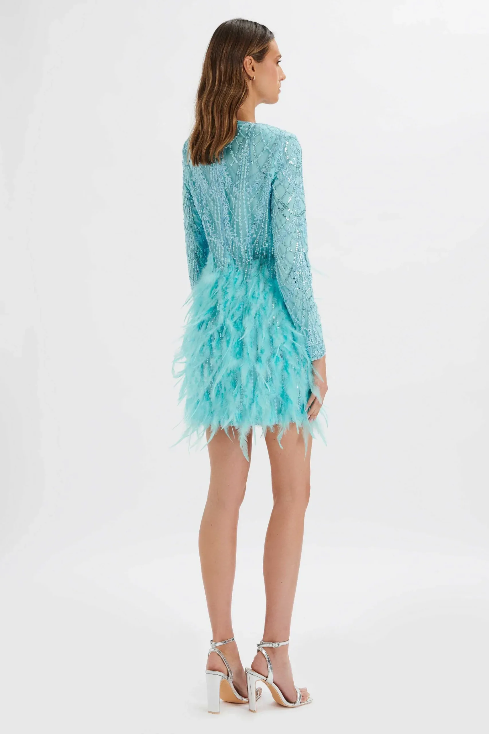 Selene Embellished Feather Mini Dress In Blue<Lavish Alice New