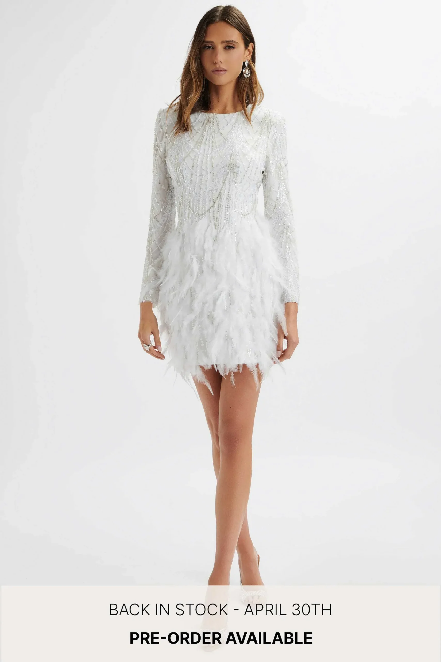 Selene Embellished Feather Mini Dress In White<Lavish Alice Best