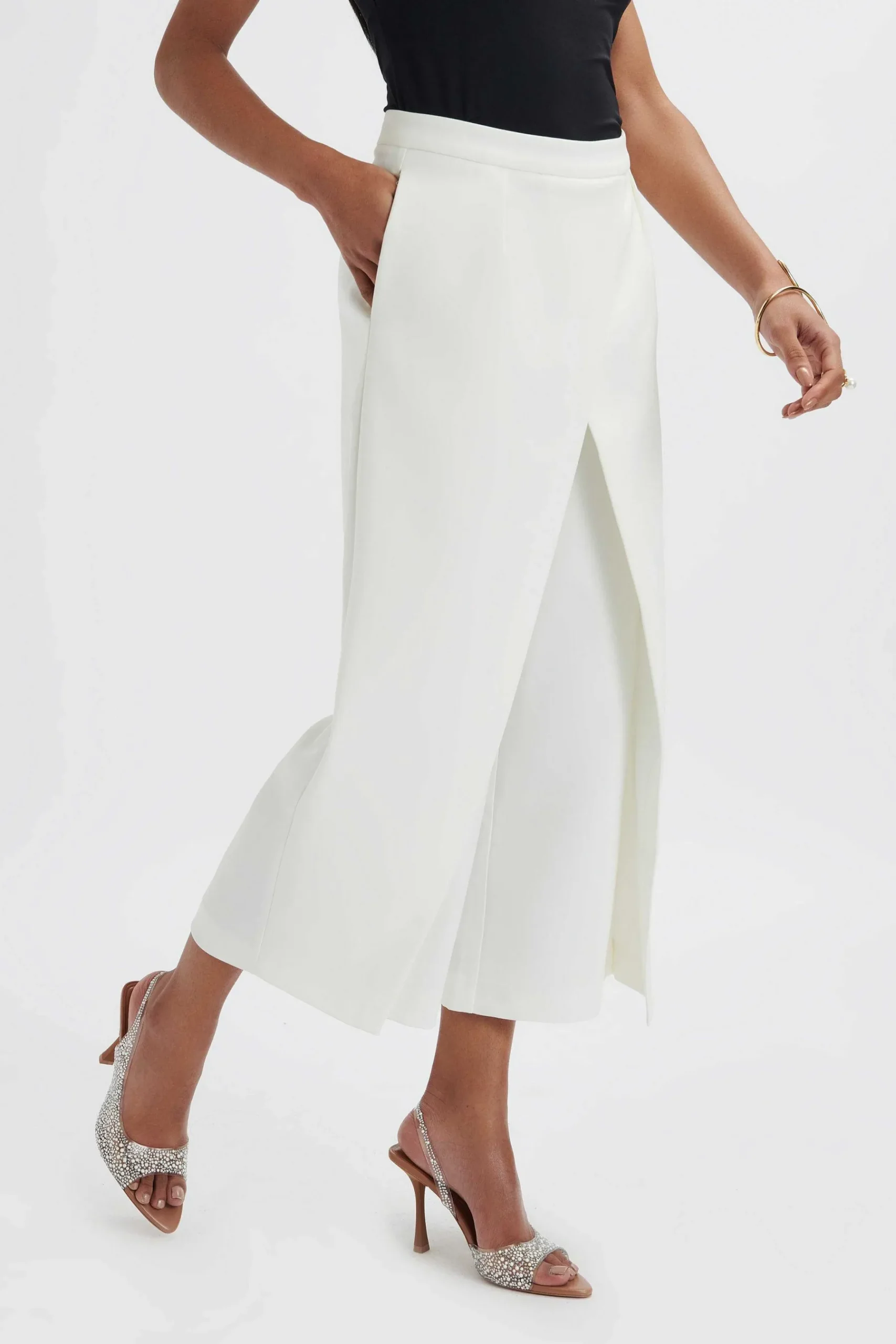 Siya Wrap Culotte Trousers In White<Lavish Alice Best Sale