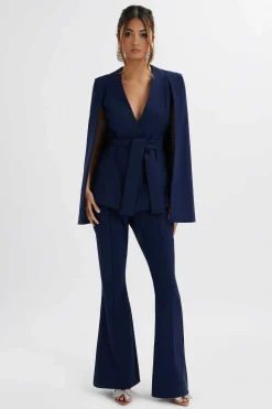 Skye Belted Cape Blazer In Navy<Lavish Alice Cheap