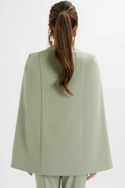 Skye Belted Cape Blazer Jacket In Sage Green<Lavish Alice Clearance