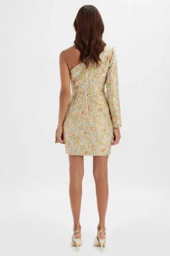 Suki One Shoulder Wrap Mini Dress In Floral Brocade<Lavish Alice Clearance