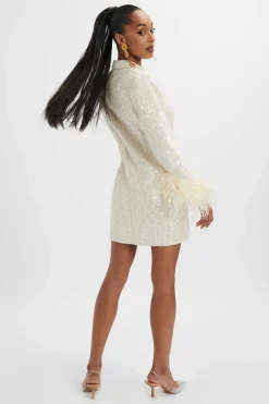 Tana Sequin Boucle Blazer Mini Dress In Cream<Lavish Alice Best Sale