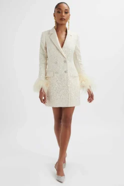 Tana Sequin Boucle Blazer Mini Dress In Cream<Lavish Alice Best Sale