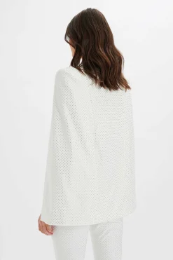 Tia Crystal Embellished Classic Cape Blazer In White<Lavish Alice Cheap