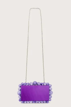 Tia Marbled Faux Pearl Box Clutch Bag In Purple<Lavish Alice Fashion