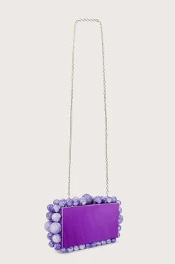 Tia Marbled Faux Pearl Box Clutch Bag In Purple<Lavish Alice Fashion