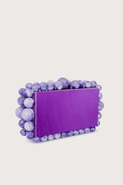 Tia Marbled Faux Pearl Box Clutch Bag In Purple<Lavish Alice Fashion