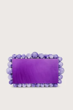 Tia Marbled Faux Pearl Box Clutch Bag In Purple<Lavish Alice Fashion