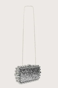 Tia Marbled Faux Pearl Box Clutch Bag In Silver<Lavish Alice Cheap