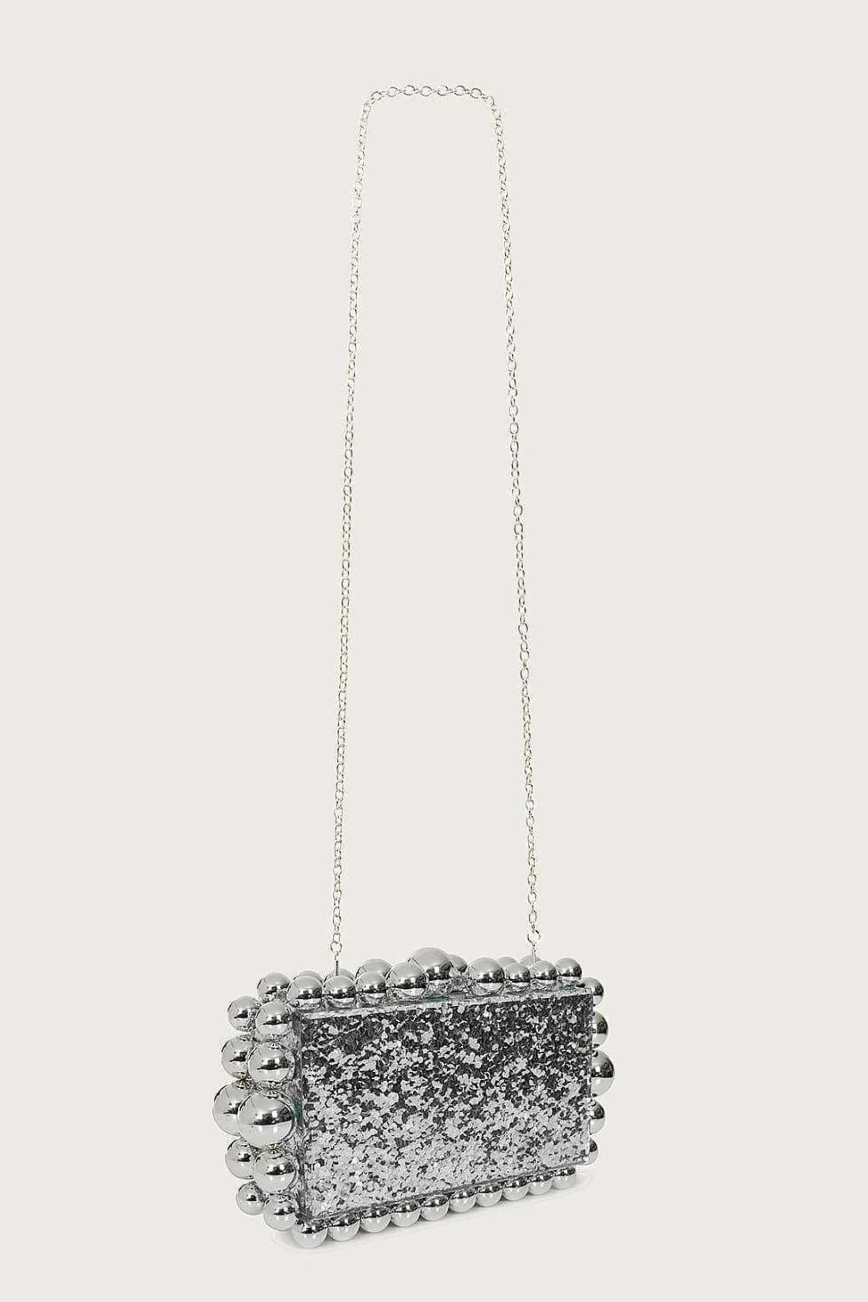 Tia Marbled Faux Pearl Box Clutch Bag In Silver<Lavish Alice Cheap
