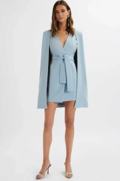 Tiffany Belted Cape Blazer Mini Dress In Blue<Lavish Alice Discount