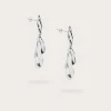 Yasmin Hammered Effect Oval Drop Silver Earrings<Lavish Alice New