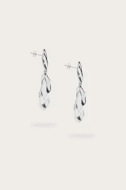 Yasmin Hammered Effect Oval Drop Silver Earrings<Lavish Alice New