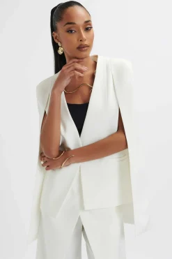 Zendaya Classic Cape Blazer Jacket In White<Lavish Alice New