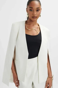 Zendaya Classic Cape Blazer Jacket In White<Lavish Alice New